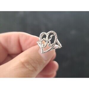 Avon RJ 925 Sterling Silver Letter K Inside A Heart Open Back Ring SIZE US 7
